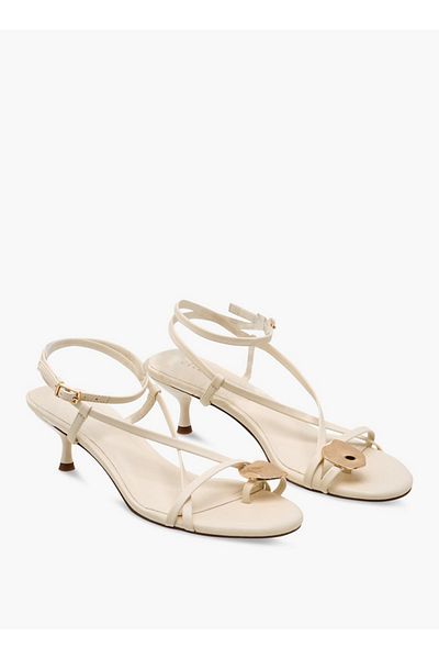 Celeste Women's Solid Slingback Sandals with Kitten Heels and Buckle Closure