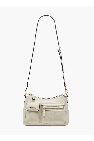 Celeste Textured Shoulder Bag with Detachable Strap and Zip Closure