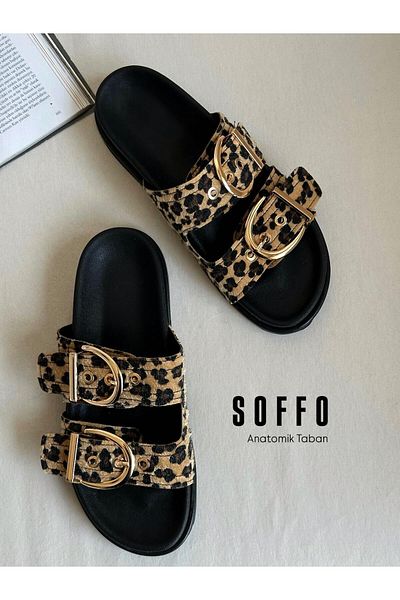 Zuum Γυναικείες παντόφλες Soffo Buckle - Leopard