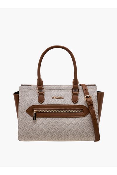 Flora Bella by Shoexpress Monogram Print Tote Bag with Double Handle and Zip Closure