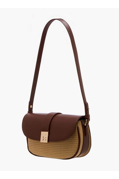 Flora Bella by Shoexpress Textured Shoulder Bag with Adjustable Strap and Magnetic Button Closure