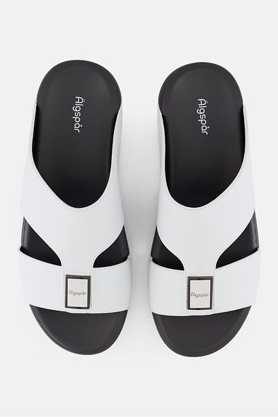 Algspar Men Slip On Arabic Sandals, White