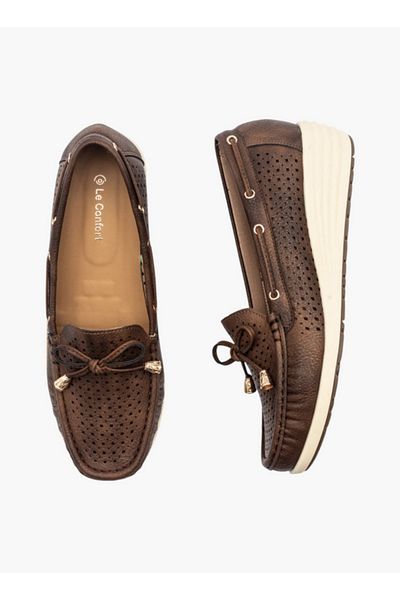 Le Confort Textured Slip-On Mocassins with Bow Detail