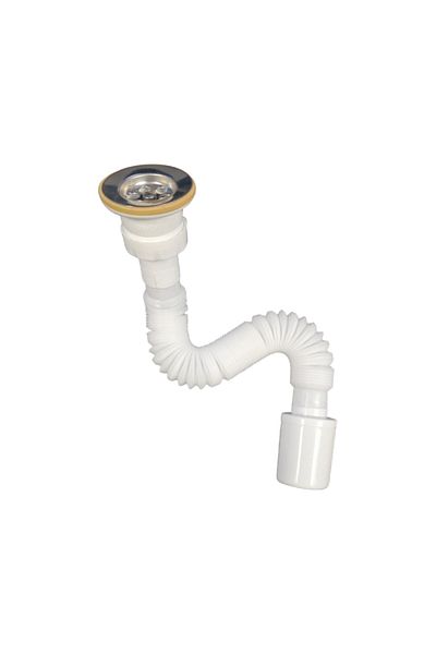 flores Professional flexible siphon with small head, white, 1"1/2 - 50 mm