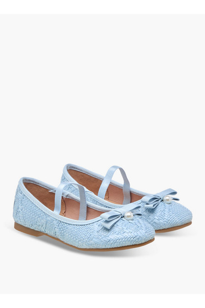 Juniors Bow Accent Ballerina Shoes with Elasticated Strap