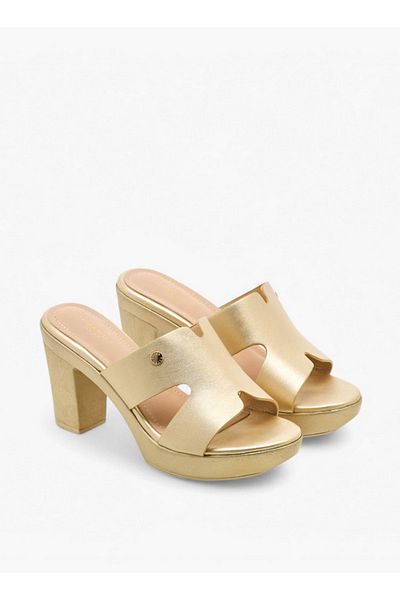 Flora Bella by Shoexpress Cut Out Detail Slip-On Sandals with Platform Heels
