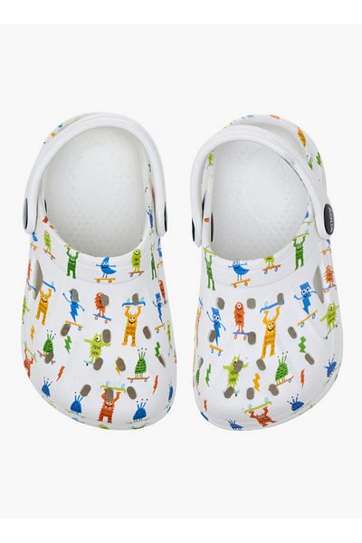 Aqua Monster Print Clogs with Backstrap
