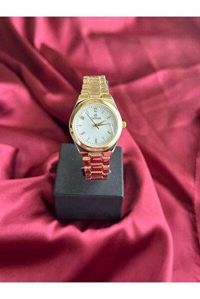 Coliseum Yuvarlak Gold İçi Beyaz Şık Kadın Kol Saati