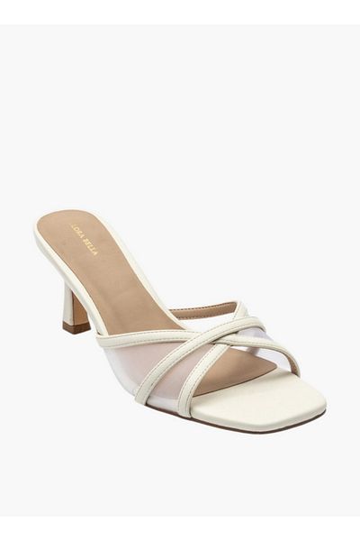 Flora Bella by Shoexpress Solid Cross Strap Slip-On Sandals with Flared Heels
