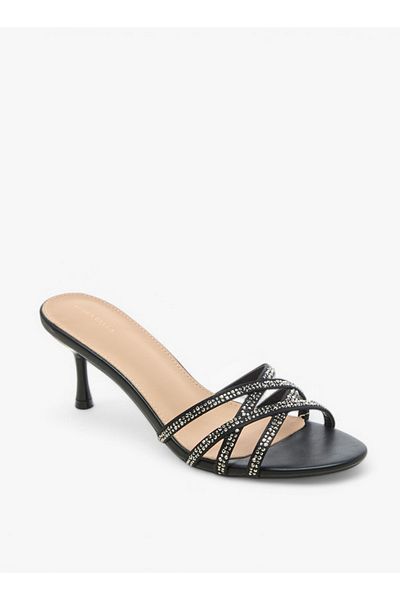 Flora Bella by Shoexpress Embellished Cross Strap Sandals with Flared Heel