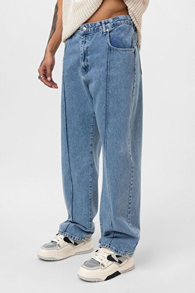 VAMOSCLO Relaxed Fit Jean with Stitching Detail Light Blue Melange