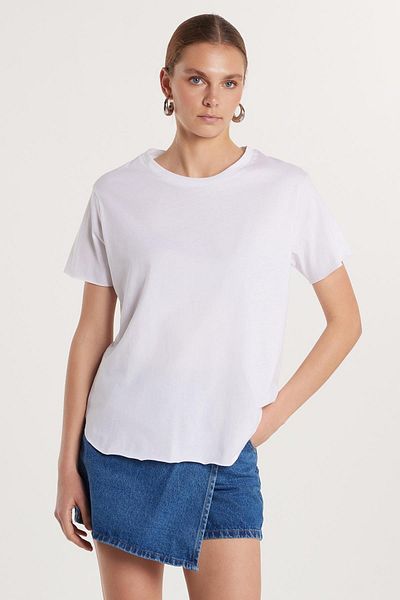 Tudors Γυναικείο μπλουζάκι Relax Fit Modal Fabric Basic Crew Neck Λευκό T-shirt