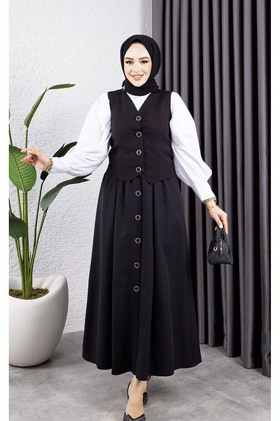 HARMAN BUTİK Women's Buttoned Vest Lined Skirt 2-Piece Suit