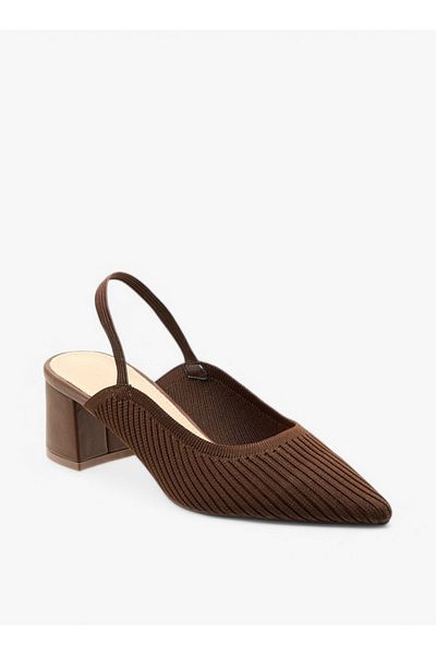 Flora Bella by Shoexpress Textured Slingback Shoes with Block Heels