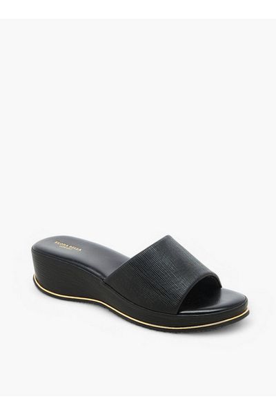 Flora Bella by Shoexpress Textured Slip-On Sandals with Wedge Heel