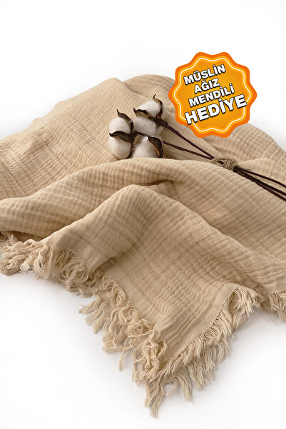 cekic kids Gift Product - 4 Layer Muslin Baby Blanket - 100% Cotton - Ecru Color - 120X135 cm