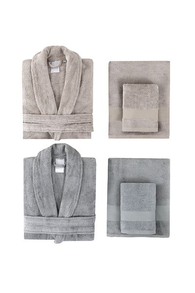 Yataş Esna 6 Piece Family Bathroom Set - Beige/Dark Gray