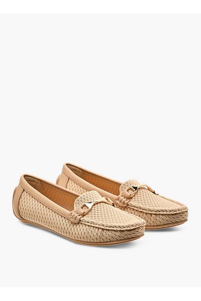 Flora Bella by Shoexpress Textured Slip-On Loafers with Metal Accent