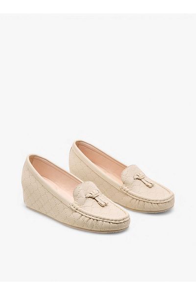 Le Confort Monogram Embossed Moccasins with Wedge Heels