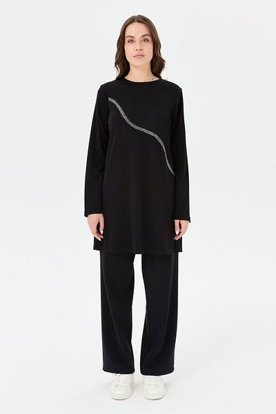 Esswaap Stone Detailed Comfortable Tunic Black