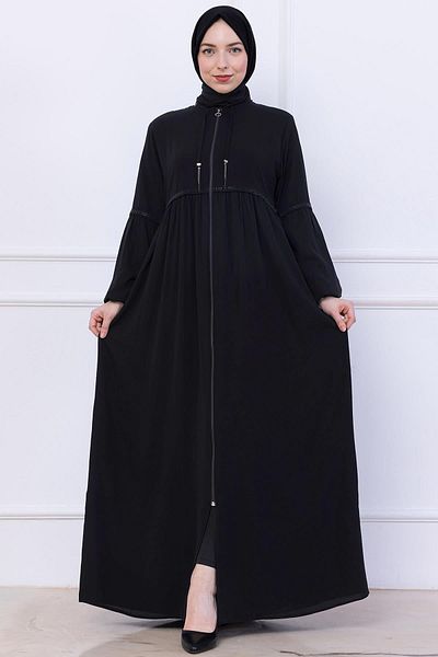 hafsamina Shirred Stone Ferace Black Hm2732