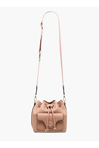 Celeste Textured Bucket Bag with Drawstring Closure and Adjustable Strap - W 11 x H 20.5 x D 19 cm