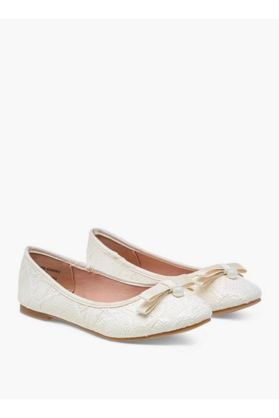 Little Missy Bow Applique Slip-On Ballerina Shoes