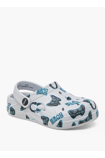 Aqua Gamer Print Clogs with Backstrap