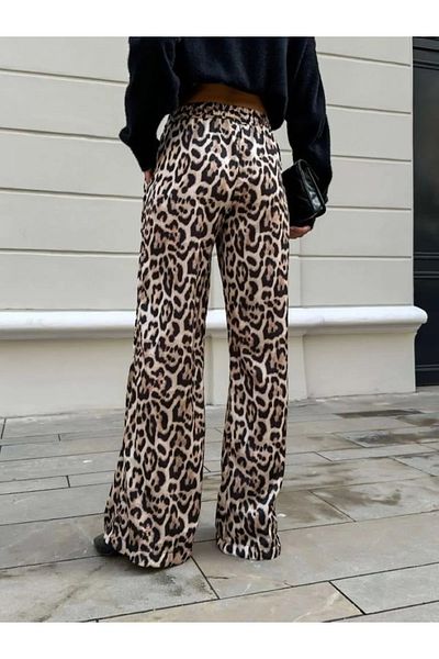 ZACHARIUZ (Cepsi̇z) Leopard Print Wide-Leg Pants