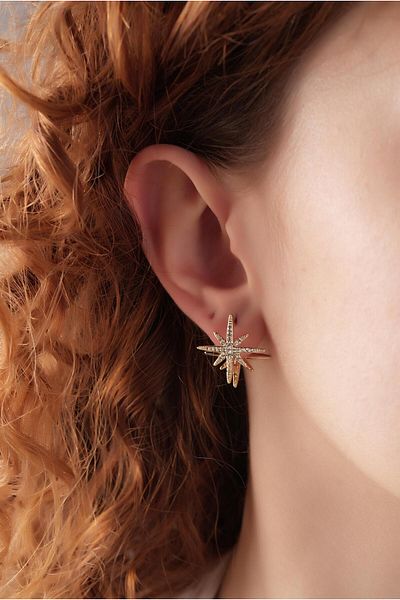 Çlk Accessories أقراط نجمة الشمال المرصعة بالأحجار الكريمة ثلاثية الأبعاد 35751
