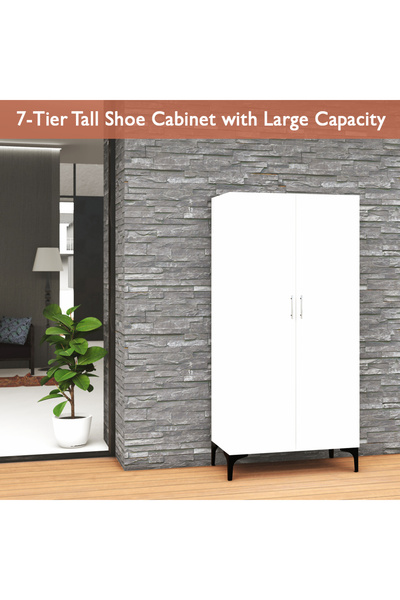 Mahmayi Modern Tall Shoe Cabinet 7 Shelves, Perfect for Entryways Solution for Shoe Collection