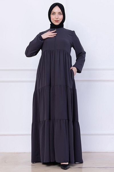 hafsamina Layered Gathered Ferace Smoked Hm2735