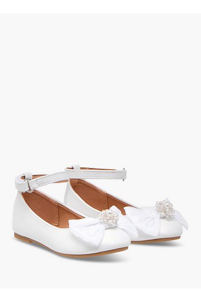 Flora Bella by Shoexpress Bow Accent Ballerina Shoes with Hook and Loop Closure