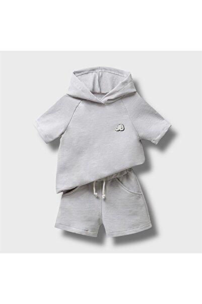 Jikko Baby KapüşonluKısa Kollu Erkek Bebek Tişört ve Şort 2’li Takım