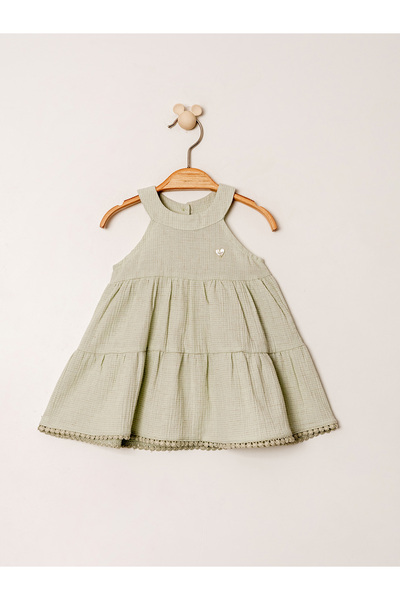 Kidaxi Şile Bezi Fırfırlı Kız Bebek Elbisesi - 6-36 Ay Arası