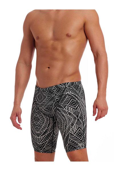 Funky Trunks Jam Space Signals Men's Swim Trunks– Knee Length Training Swimwear