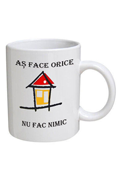 OEM Cană albă personalizată „Aș face orice ca să nu fac nimic”, INOVATIX®. 330ml
