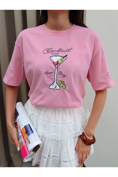 ESRAHELVACI Tricou oversize cu imprimeu cocktail