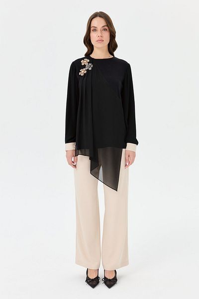 Esswaap Eliz Brooch Detailed Trousers Suit Black