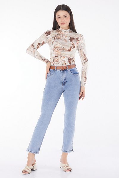TOFİSA Belted Jeans Ice Blue - 25741