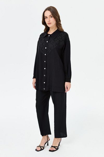 Esswaap Garnished Trousers Suit Black