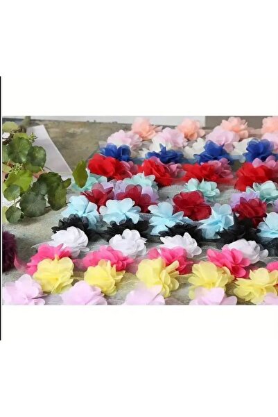 OZN AKSESUAR Lazer Kesim Çicek Süsleme, Kumaş Çicek, Tüllü Çicek, Şerit Çicek (2mt) lila