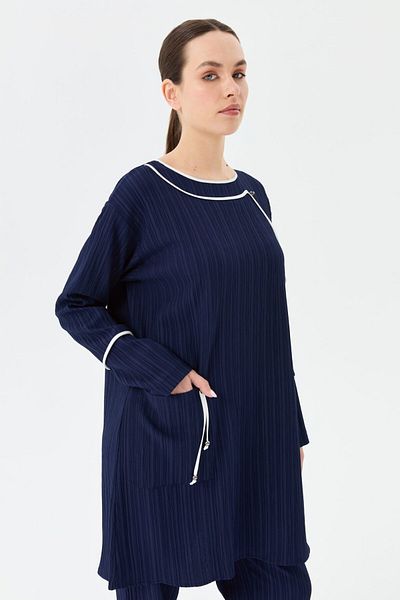 Esswaap Piping Detailed Trousers Suit Navy Blue