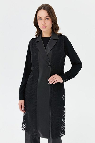 Esswaap Jacquard Fabric Long Jacket Trousers Suit Black