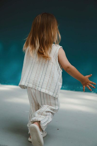 OhlalaKoala Set pantaloni și tricou cu dungi maro-indigo