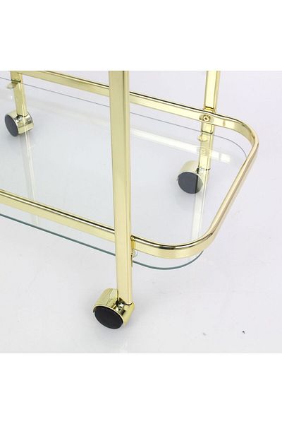 private house Taiwanese gold steel glass tea cart