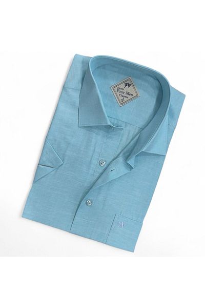 GÖMLEK GALERİSİ Men's Classic Relaxed Fit Straight Pocket Short Sleeve Shirt