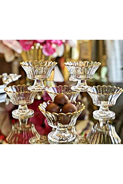 Genel Markalar Görümce Kristal 6adet Altın Yaldızlı Gold Kahve Yanı Ikramlık ...