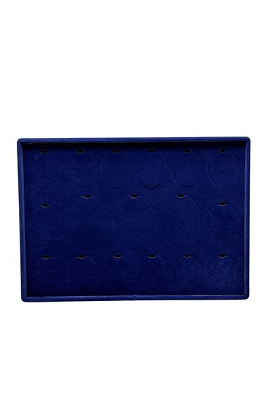 MeGass Dekor Domestic Production Bucharest Model Dikine Suede Fabric Navy Blue 34-24 cm Set of Three Table Stand with Legs