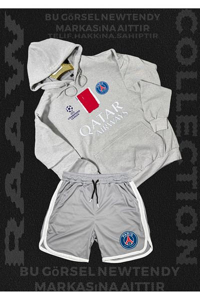 NEW TRENDY COLLECTİON Paris Sweatshirt Shorts Set Men's Hoodie Gray Black Red Bottom Sports Fan Kombin